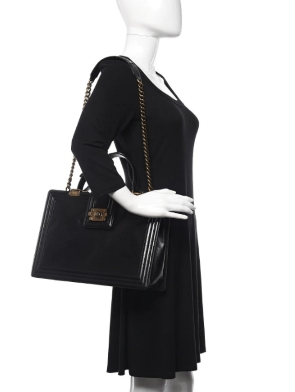 Authentic CHANEL Boy Bag - Black Leather